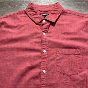 Express Shirt‎ Mens Large Short Sleeve Button Pocket 100% Cotton Casual Preppy